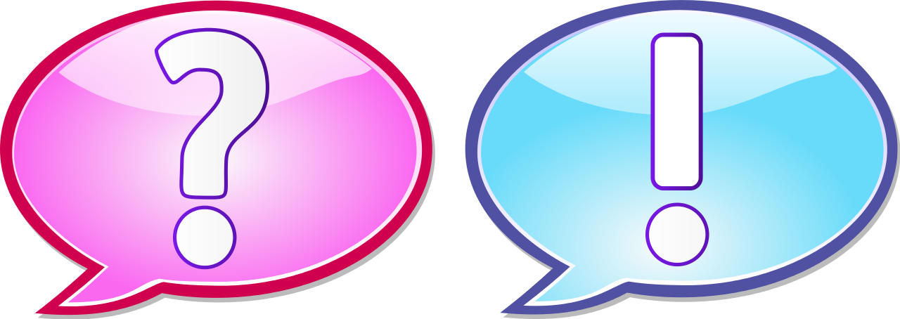 Pink Clipart Exclamation Mark - סימן שאלה וסימן קריאה - Png Download (1280x454), Png Download