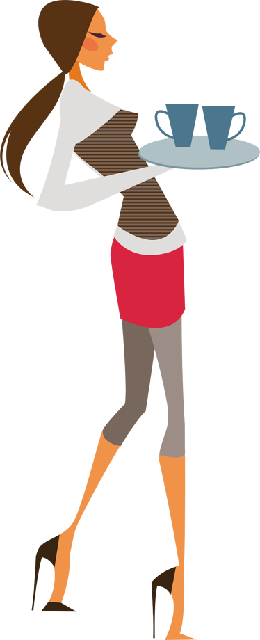 Glamorous Waitress Sticker - Sticker Clipart (374x920), Png Download