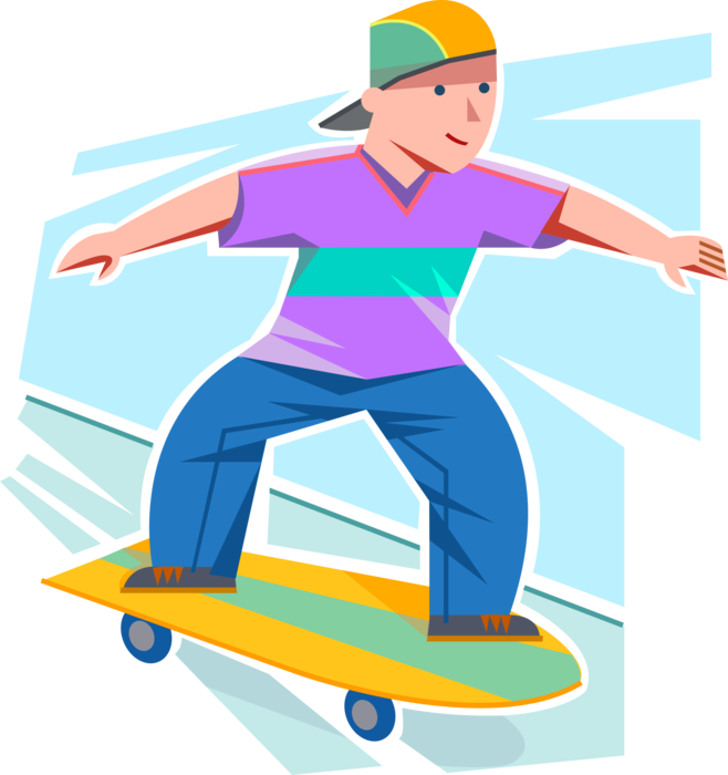 Vector Illustration Of Young Adolescent Skateboarder - Junge Auf Skateboard Clipart - Png Download (658x700), Png Download