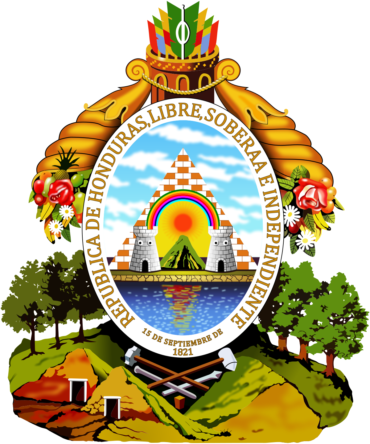 Honduras Coat Of Arms Clipart (1200x1440), Png Download