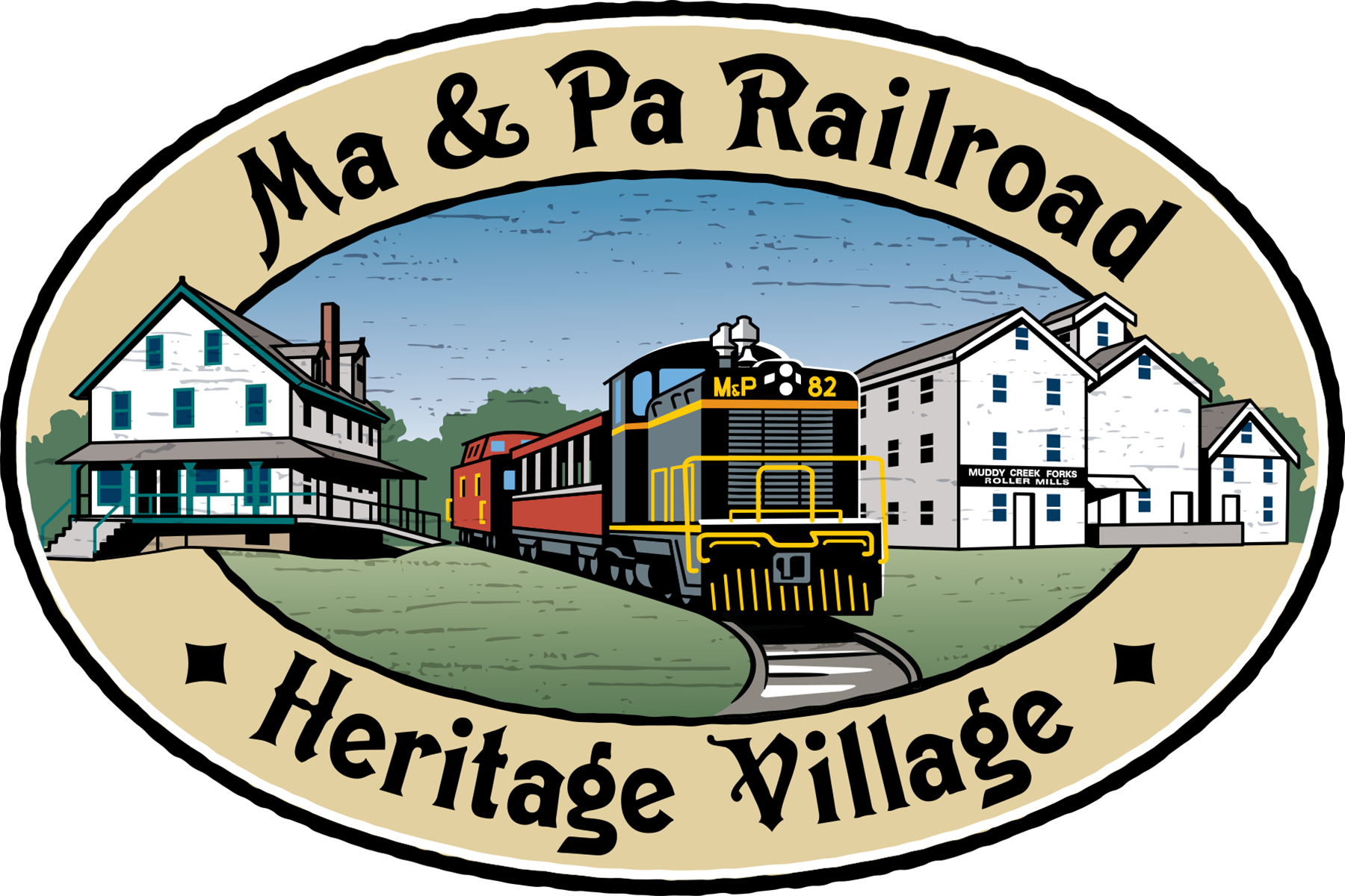 Opening Day At The Ma & Pa Railroad - Illustration Clipart (1800x1200), Png Download