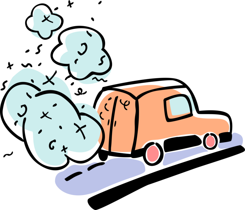 Vector Illustration Of Commercial Delivery Van Truck - Transport Pollution Png Vector Clipart (814x700), Png Download