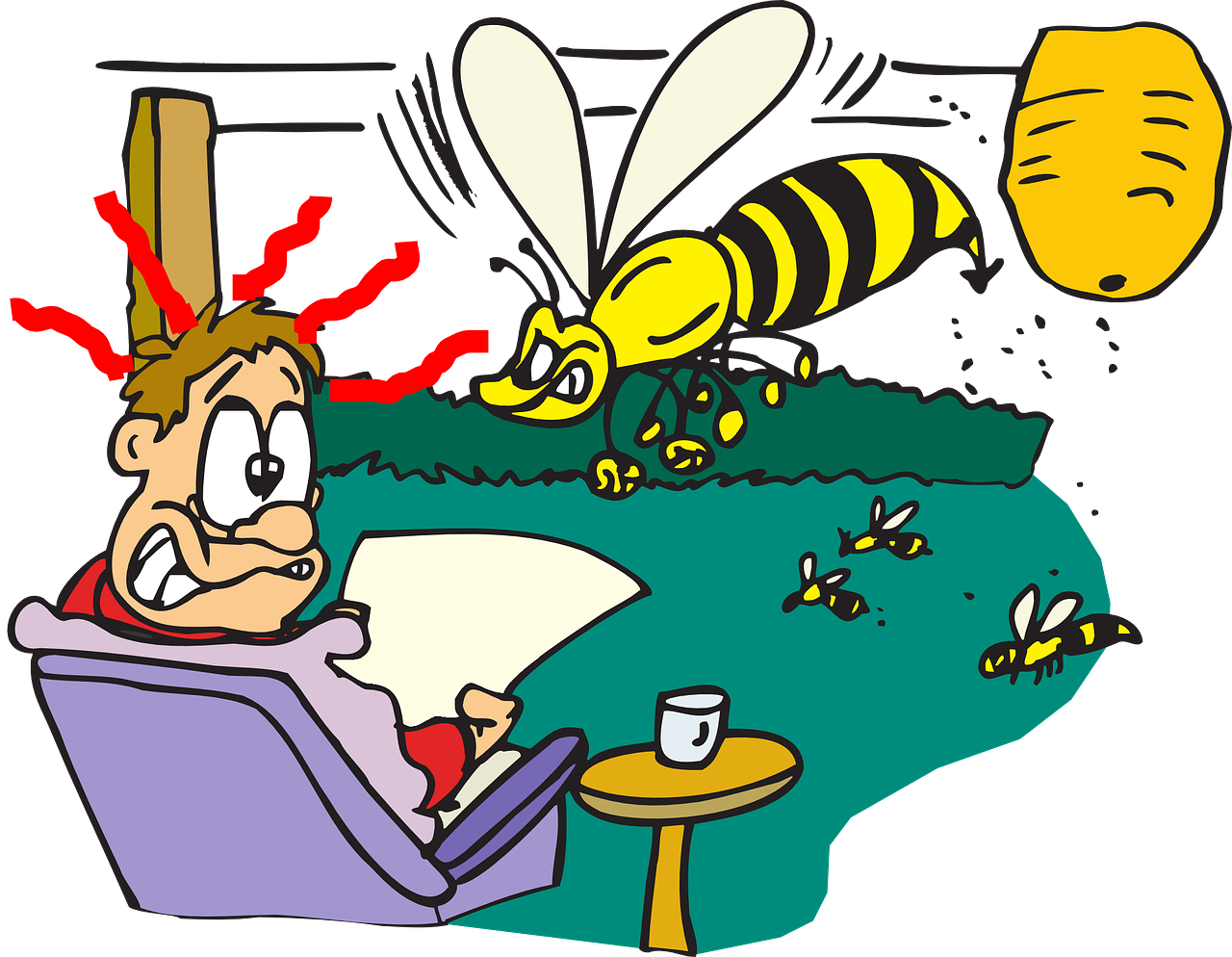 People Afraid Of Bees Clipart (1280x994), Png Download
