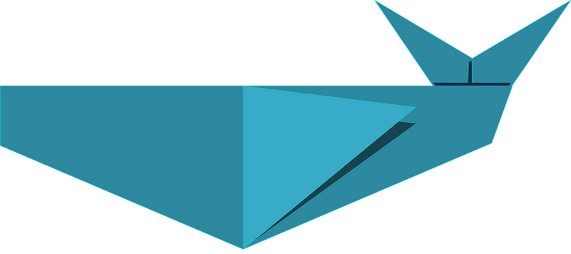 Whale Origami Clipart - Paper - Png Download (800x356), Png Download