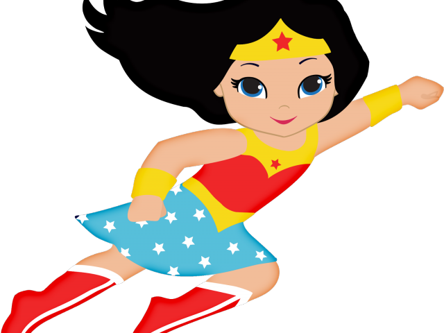 Cute Wonder Woman Cartoon Clipart (640x480), Png Download