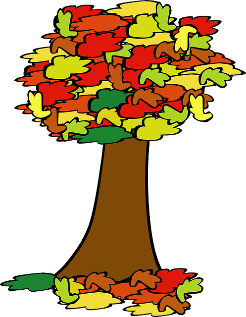 Fall, Tree, Coloured, Acorn, Cartoon, Trees, Plant - Animated Fall Clip Art - Png Download (497x640), Png Download