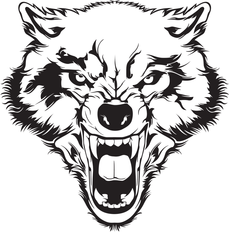 Wolf Face Growling Drawings Clipart (850x860), Png Download