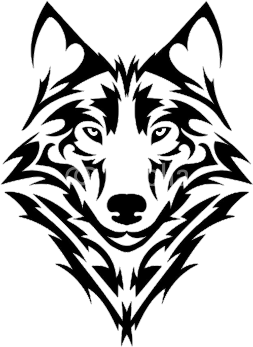 #wolf #daddybrad80 #daddybrad - Wolf Head Tribal Tattoo Clipart (586x733), Png Download