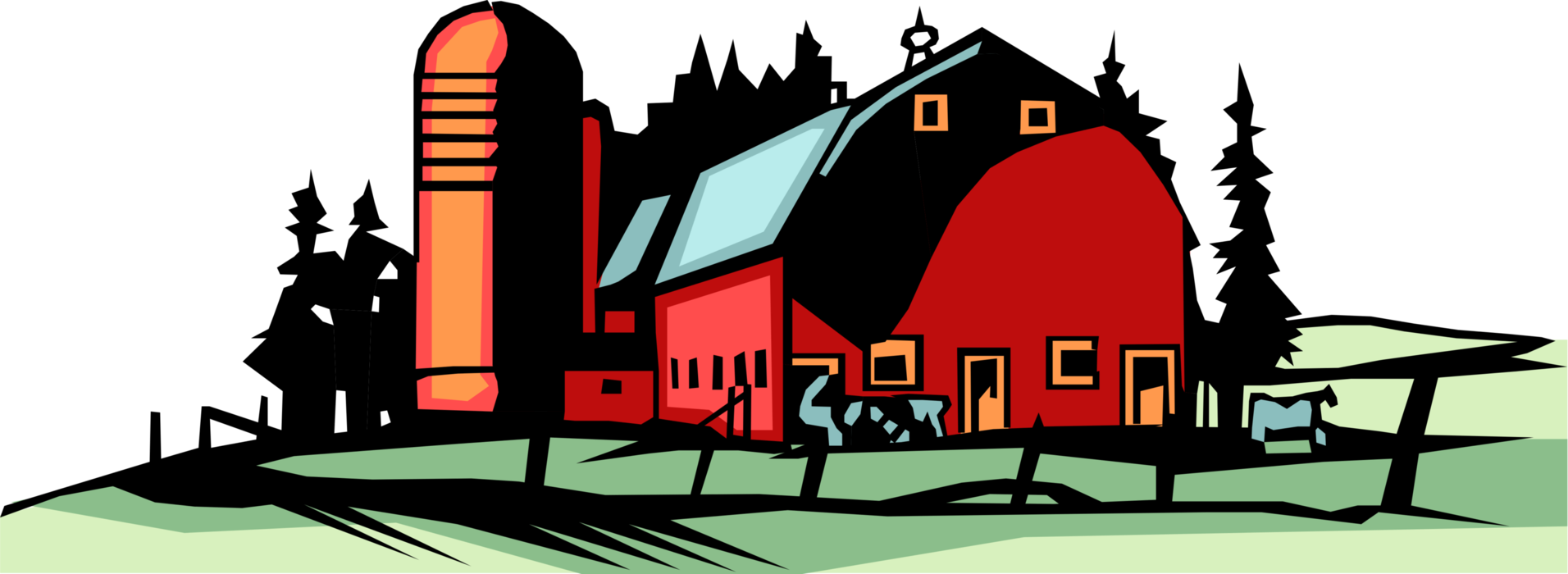 Transparent Grain Clipart - Farm Barn Vector Png (1912x700), Png Download