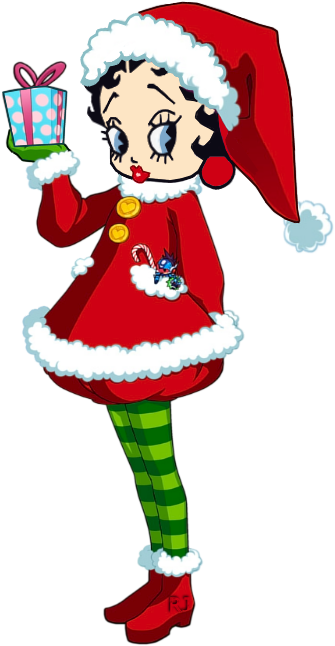 Betty Boop With Gift - Megaman Christmas Clipart (440x700), Png Download