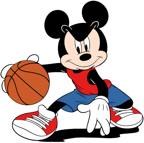 Mickey Mouse Playing Basketball Clipart (564x560), Png Download
