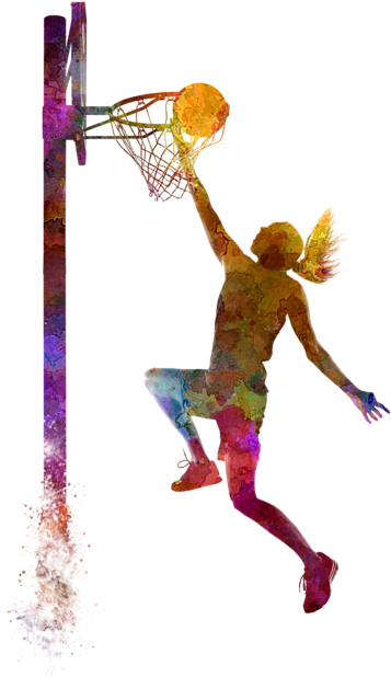 Women"s Basketball Sport Slam Dunk Painting - Basketball Player Painting Clipart (560x700), Png Download