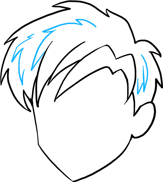 How To Draw Manga Hair - Anime Hair Drawing Male Clipart (680x678), Png Download