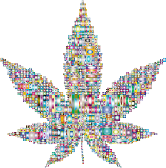 Elliptical Rectangles Marijuana Leaf Prismatic - Marijuana Png Clipart (600x600), Png Download