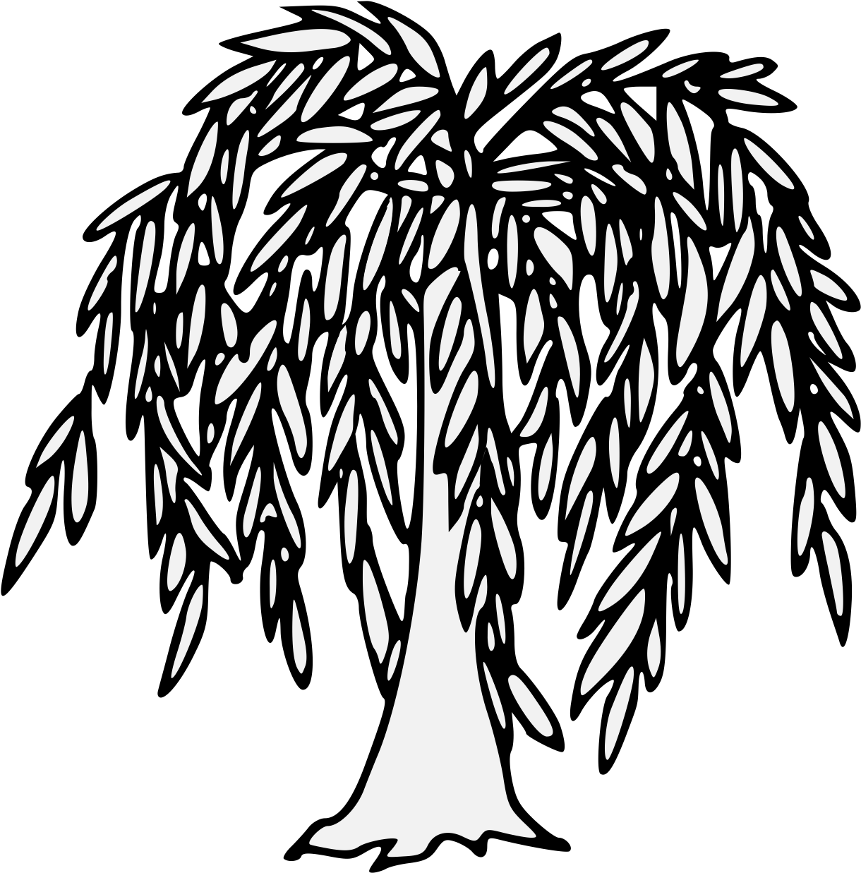 Willow Drawing Detailed - Traceable Willow Tree Clipart (1237x1242), Png Download