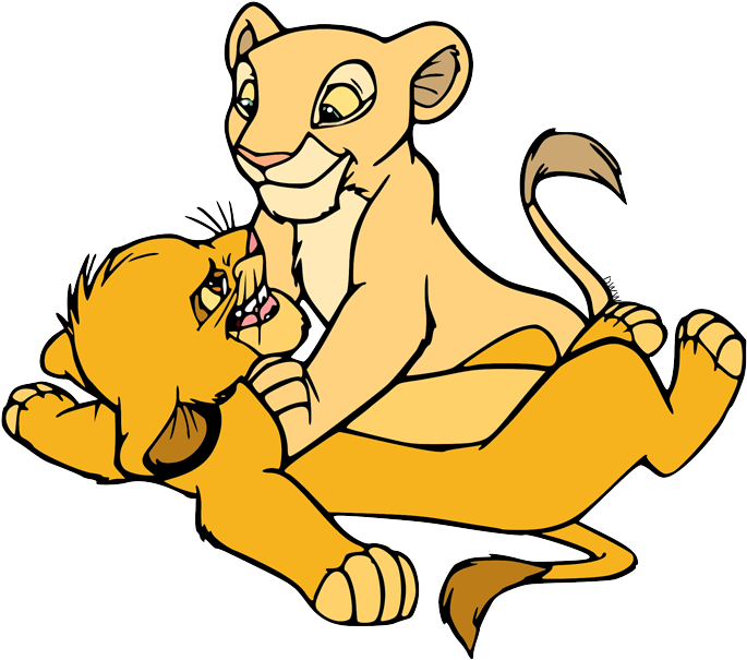 Transparent Simba Clipart - Cub Simba And Nala Clipart - Png Download (685x605), Png Download