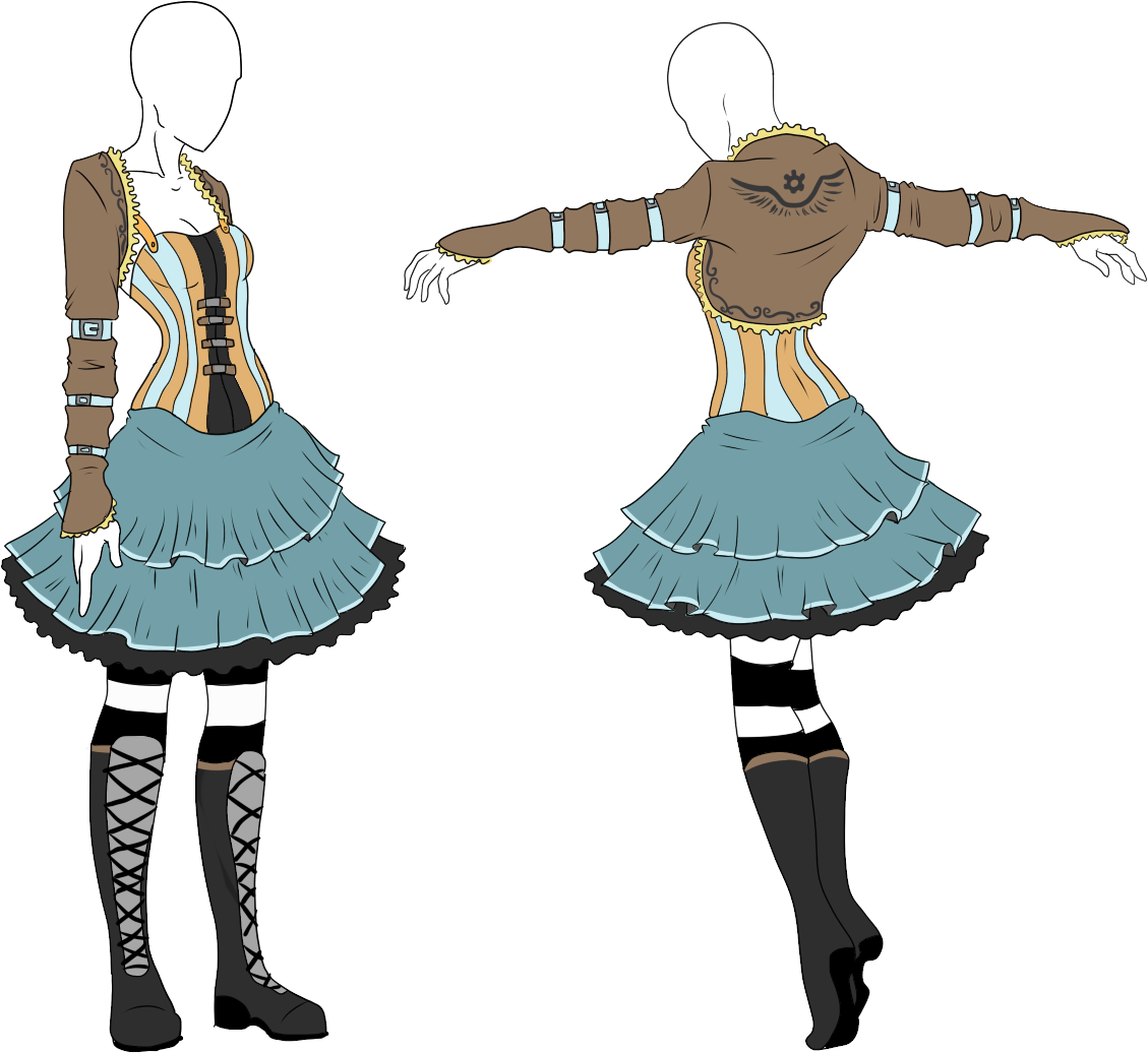 Outfit Drawing Steampunk Huge Freebie Download For - Steampunk Dress Clipart (1250x1100), Png Download