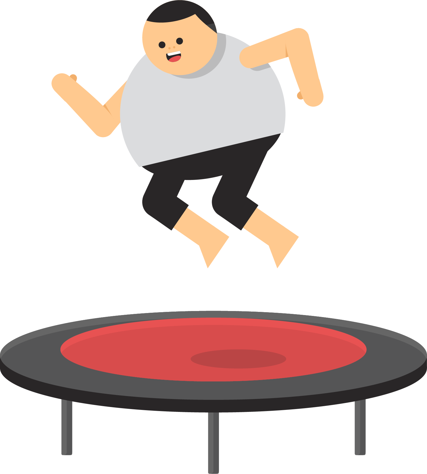 Fat Boy Playing Basketball Clipart Transparent Stock - Trampoline Cartoon Png (1486x1649), Png Download