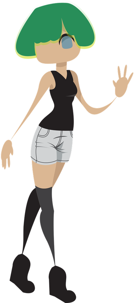 Girl Green Hair Overknee Socks - Illustration Clipart (500x1000), Png Download