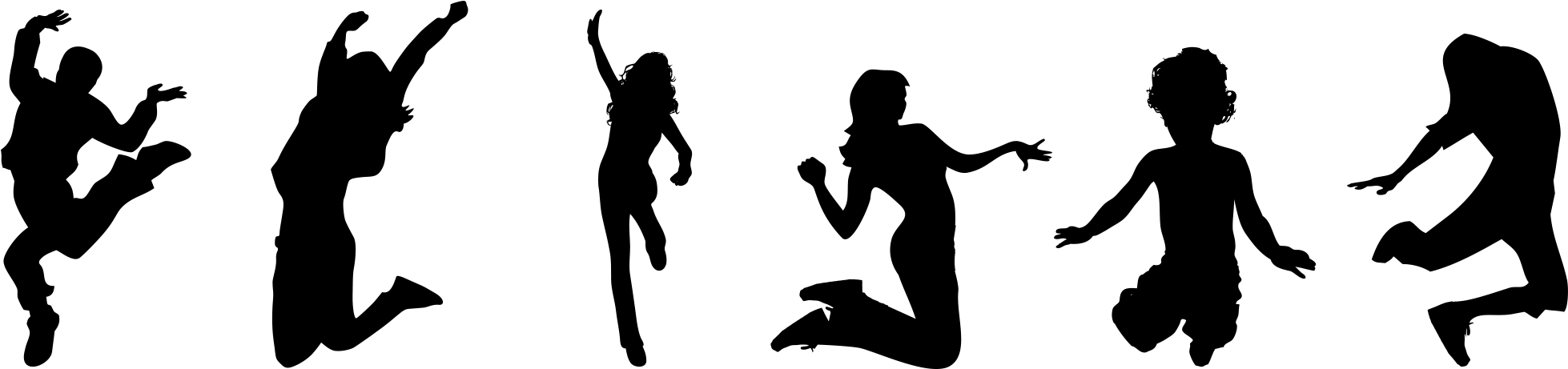 Silhouette At Getdrawings Com - Jump Trampoline Park Black Clipart (2050x715), Png Download