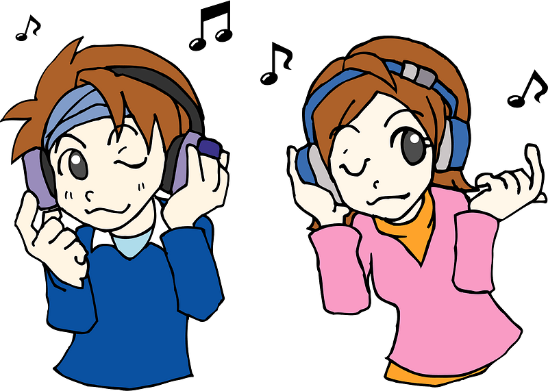 Couple Music Headphone Clipart - Png Download (800x571), Png Download