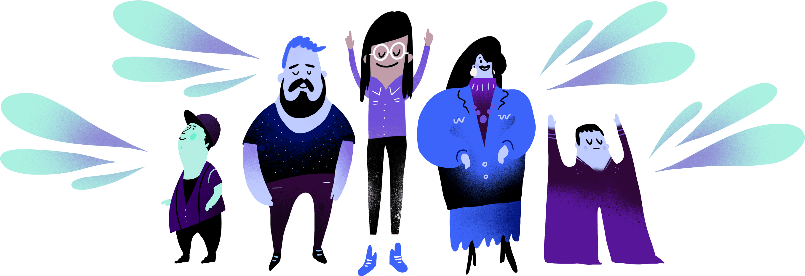 Transparent Group Of Happy People Clipart - Illustration - Png Download (2716x933), Png Download