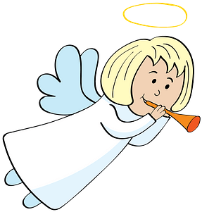 Christmas Angel With A Trumpet Clipart - Cartoon - Png Download (300x300), Png Download