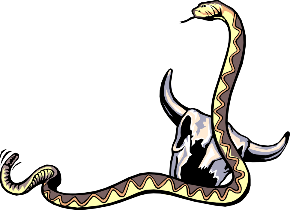 Vector Illustration Of Reptile Rattle Snake With Cattle - Rattlesnake Clipart (967x700), Png Download