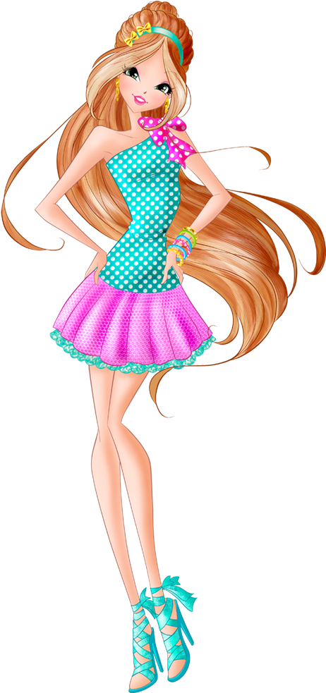 World Of Winx Chef Chic Flora Strawberry Outfit Png - Flora Winx World Clipart (1000x1000), Png Download