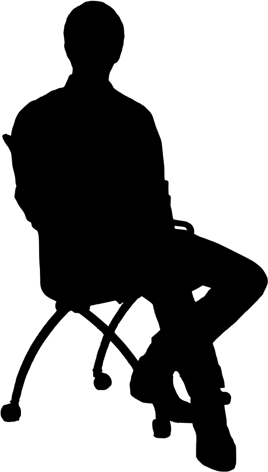 Silhouette Of Man On Chair - Sitting On Chair Silhouette Clipart (615x1023), Png Download