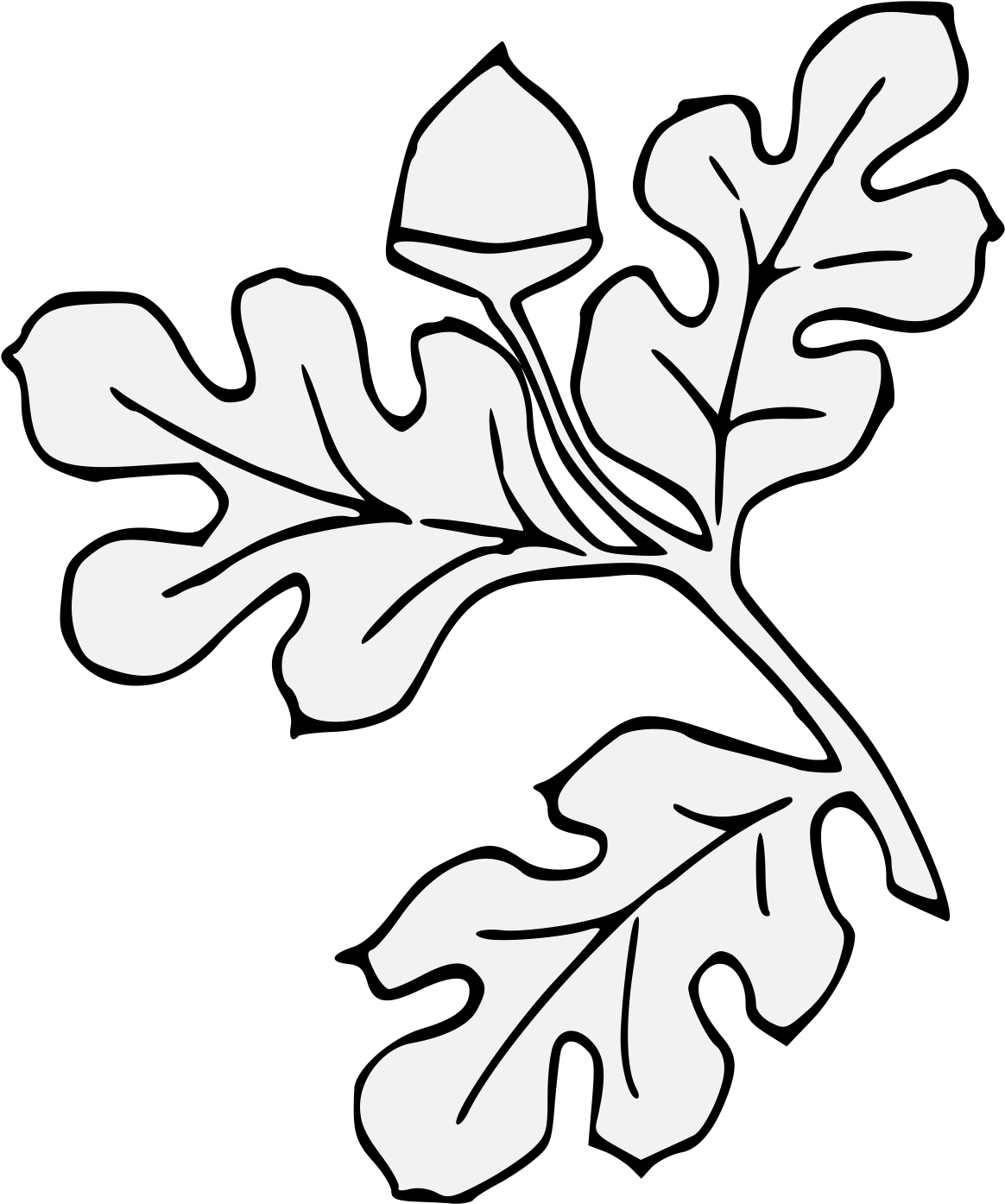 Acorn Slipped & Leaved - Line Art Clipart (1164x1395), Png Download