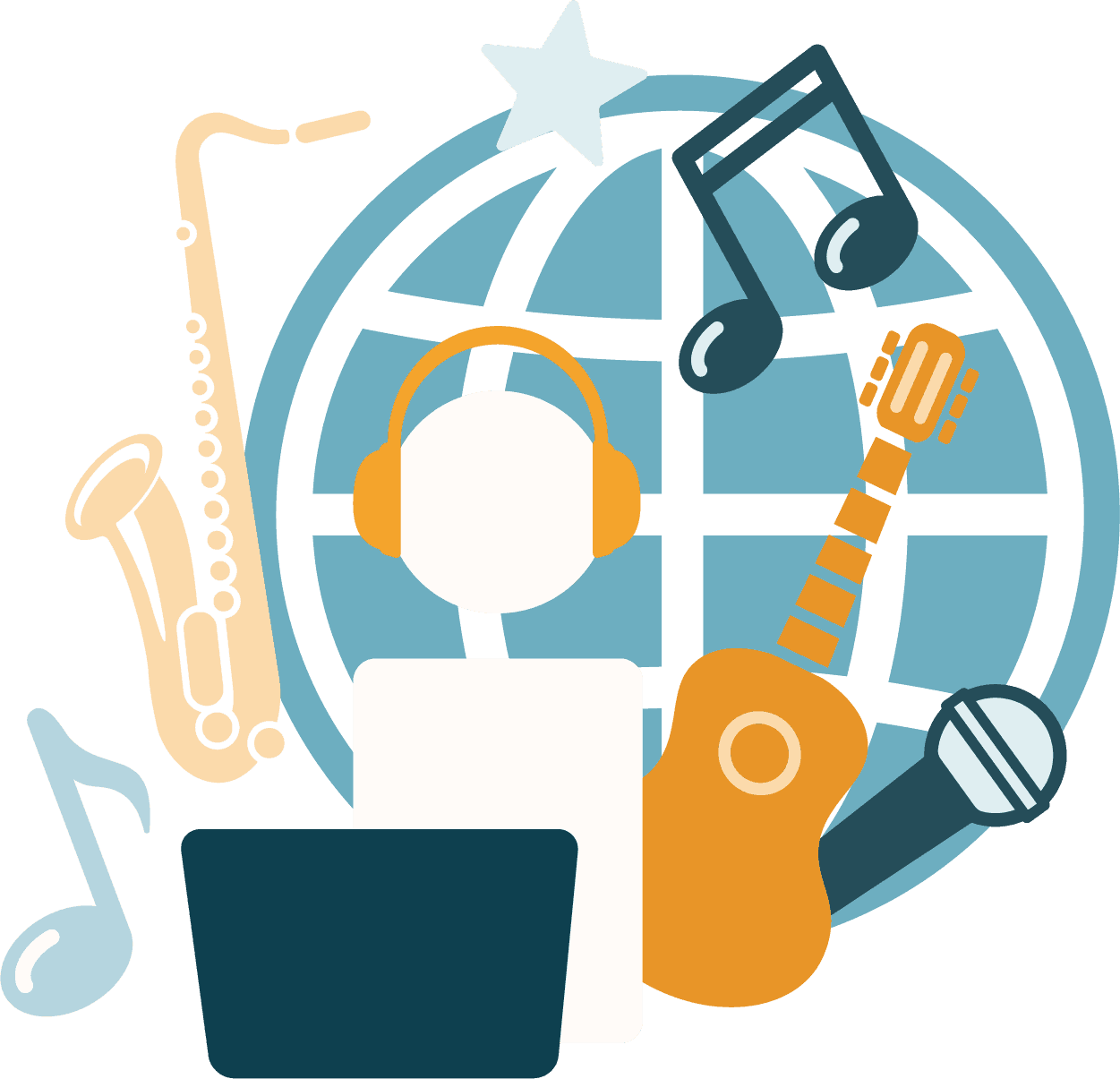 Student Learning Music Online - Learning Music Online Logo Clipart (1251x1205), Png Download