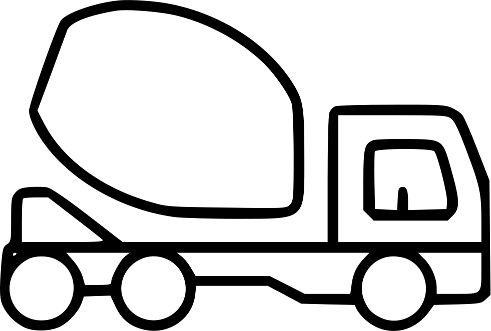 Concrete Mixer Truck Heavy Machinery Construction - Transport Truck Clipart Black And White - Png Download (981x662), Png Download