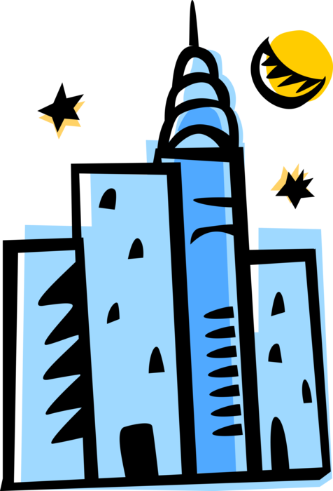 Vector Illustration Of Urban Metropolitan City Skyline Clipart (476x700), Png Download