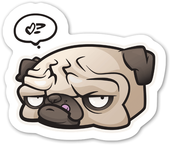 Unamused Pug Sticker - Drawing With Blob Brush Adobe Illustrator Clipart (600x522), Png Download