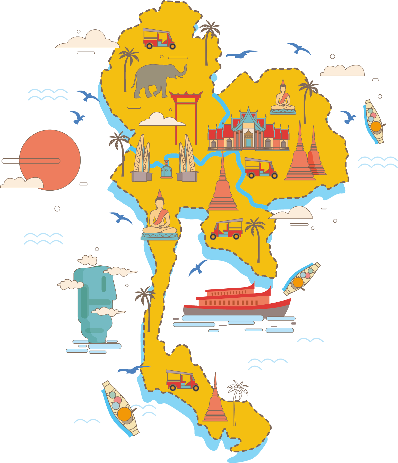 Thailand Map Vector Png Clipart (1546x1795), Png Download