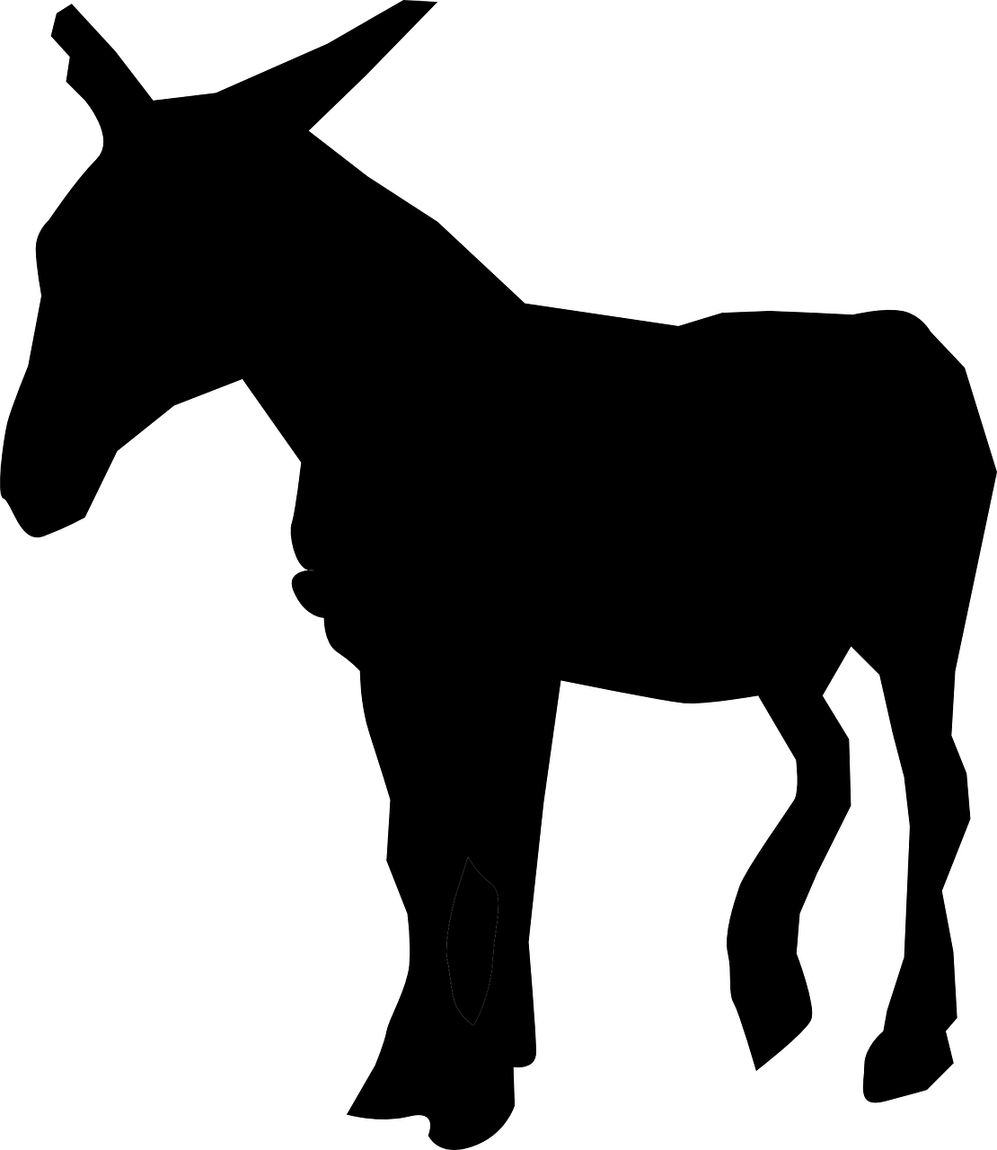 Donkey Clip Art - Donkey Black Clipart - Png Download (1110x1280), Png Download