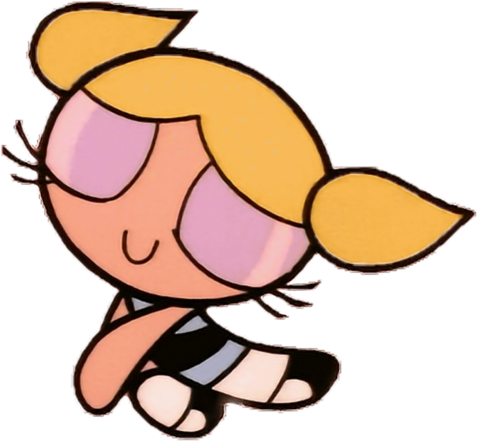 #powerpuffgirls #gold #crown #heart #heartcrown #goldfish - Bubbles Powerpuff Girls Sticker Clipart (689x637), Png Download