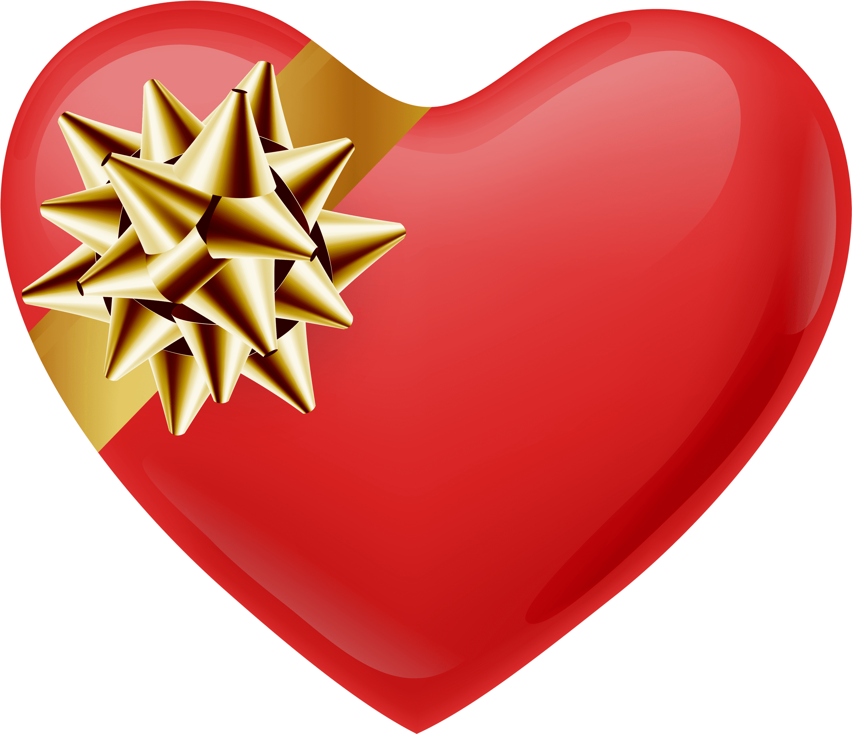 Heart With Gold Bow Transparent Png Image Clipart (3000x2582), Png Download