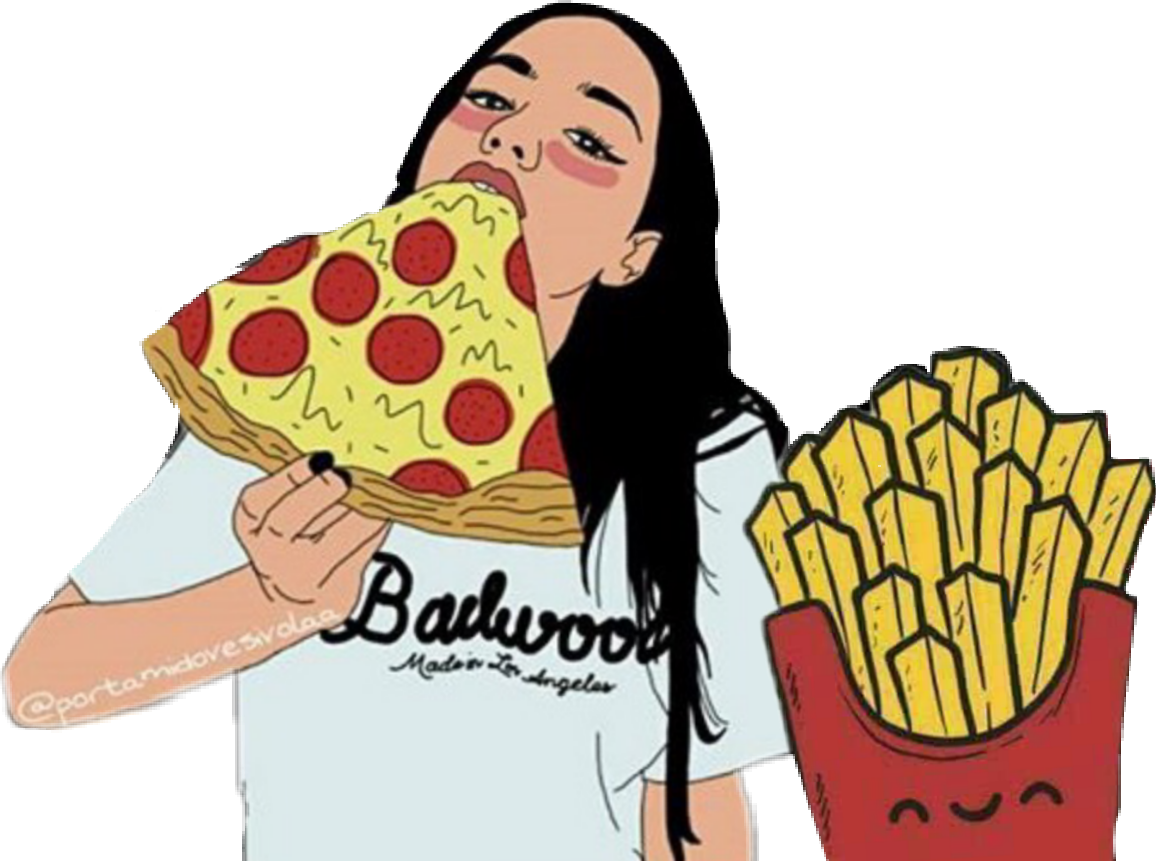 Girl Eating Pizza Drawing Clipart Full Size Clipart (5673382