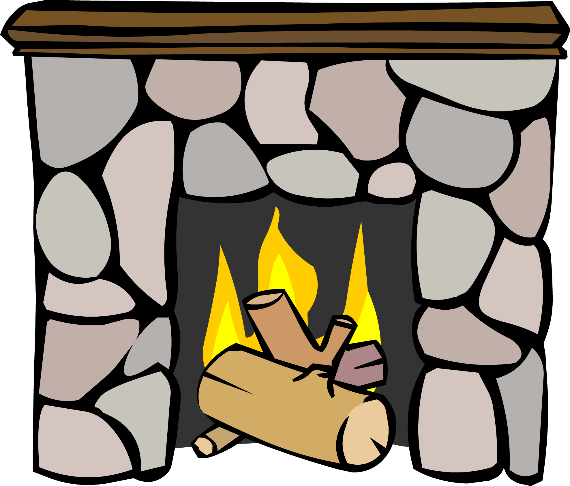 Fireplace Clipart Chimenea - Stone Fireplace Clipart - Png Download (1976x1684), Png Download