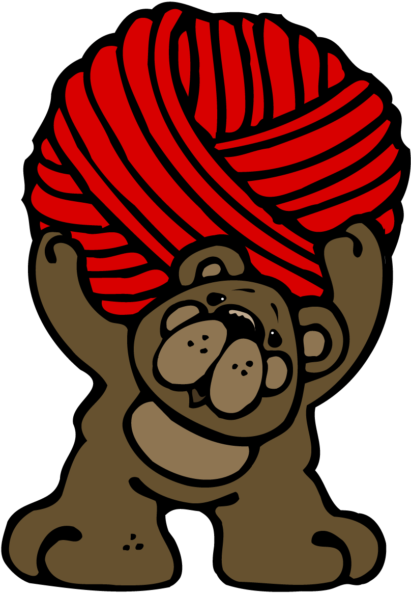 Png Bear With Ball Of Red Yarn Clipart (808x1164), Png Download