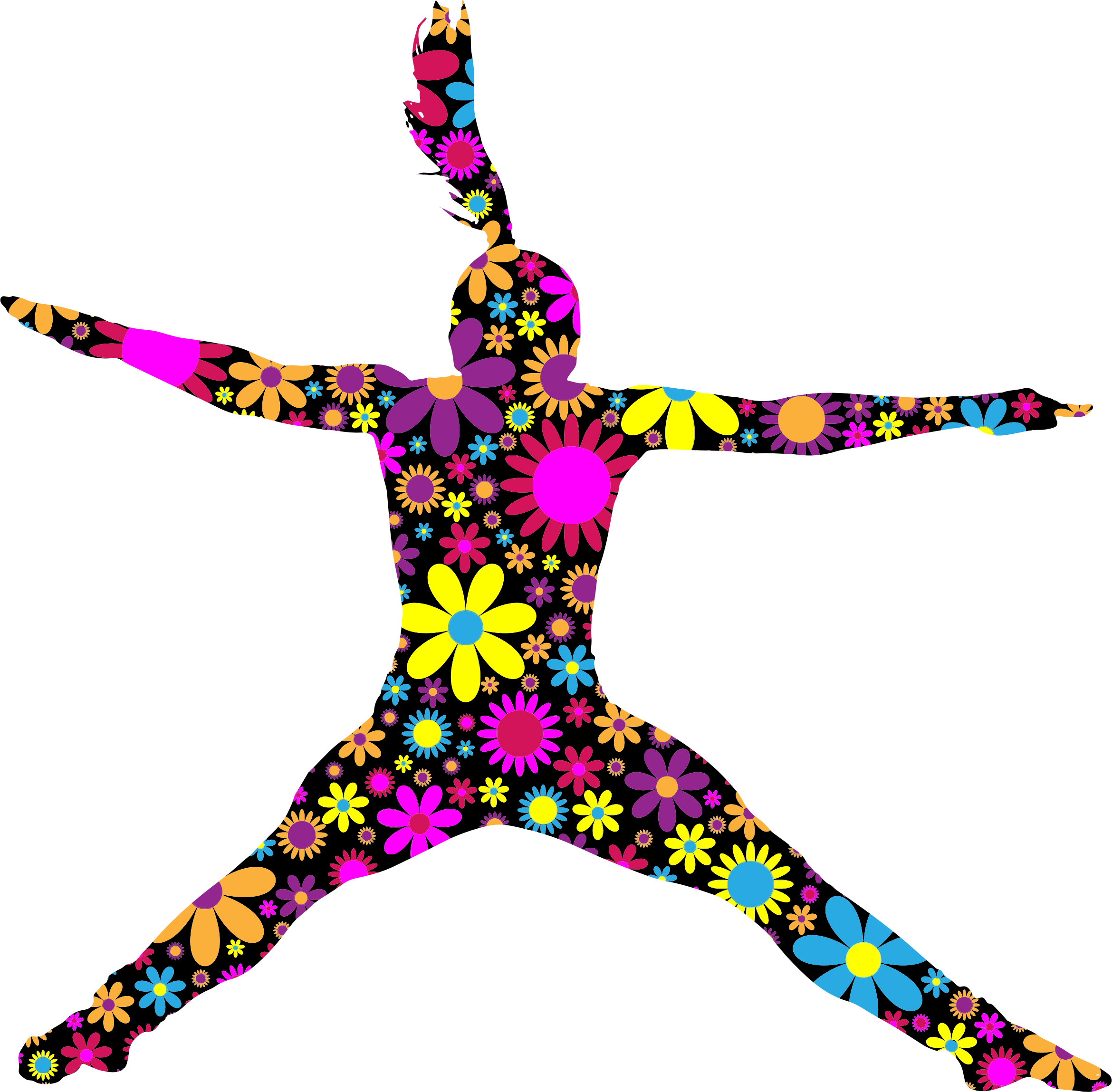 Floral Jumping Girl Silhouette Clip Arts - Portable Network Graphics - Png Download (2340x2298), Png Download
