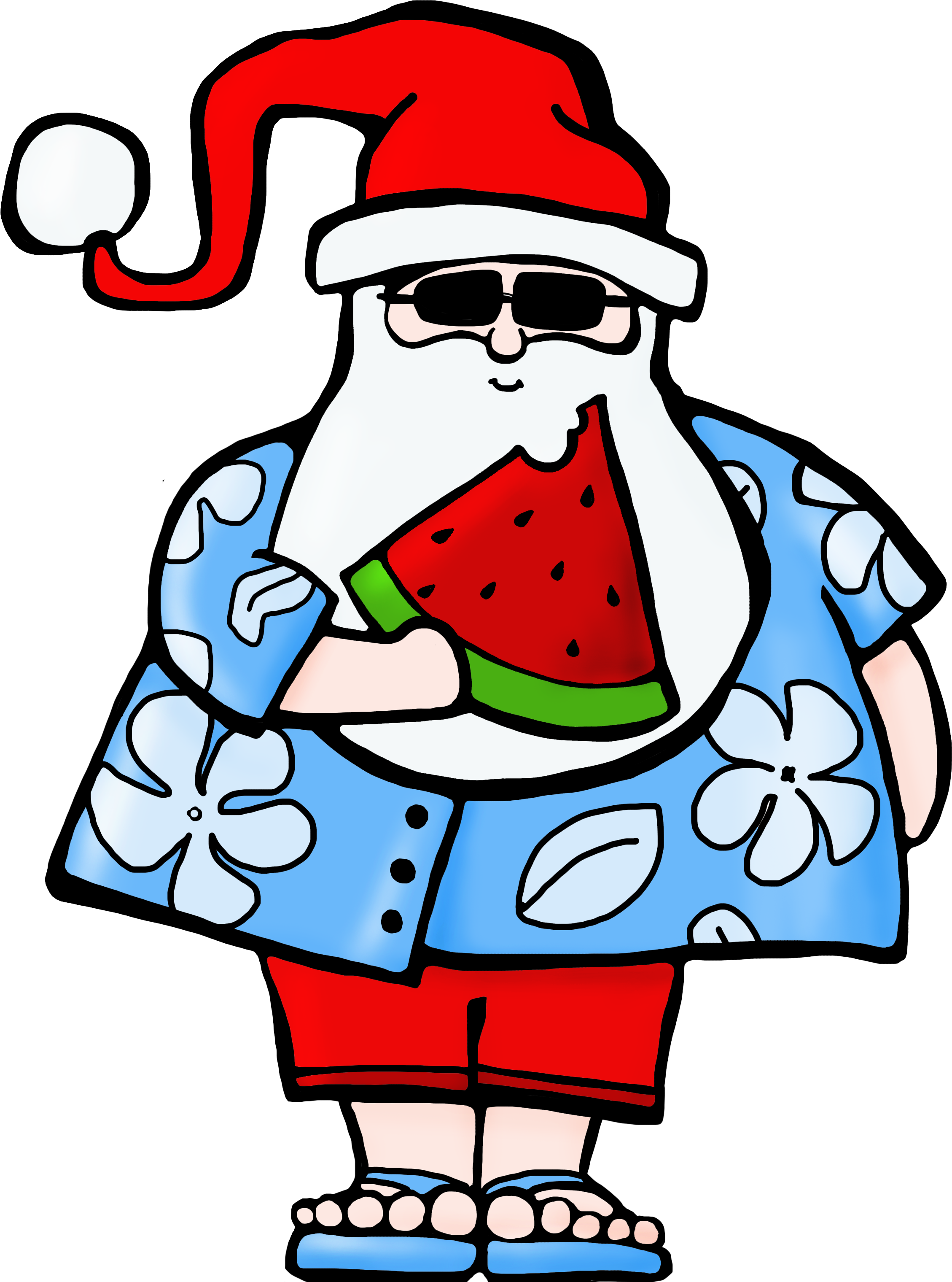 Watermelon Santa Color Clipart (2258x3039), Png Download