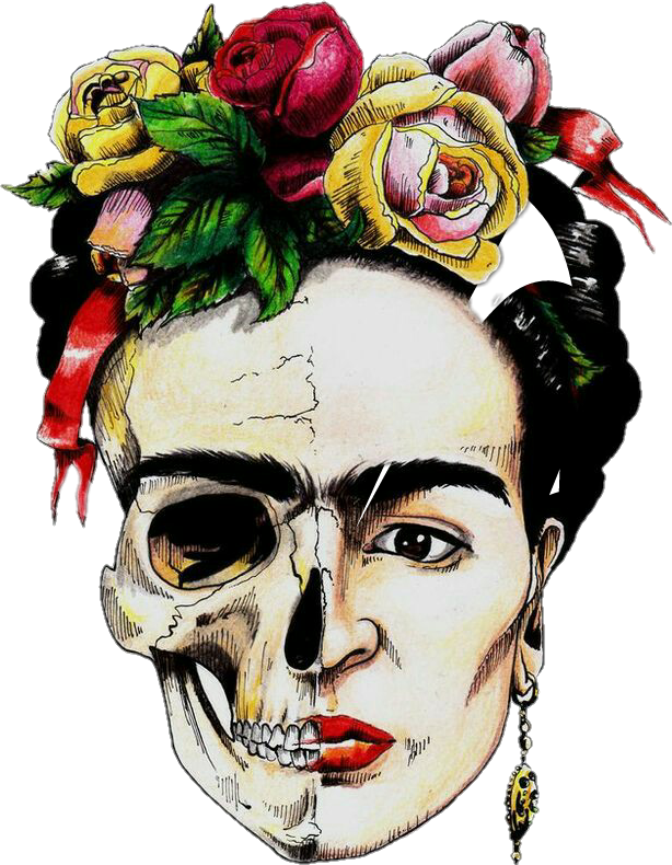 Colorful Frida Kahlo Fridakahlo Beautiful Mexicanskull - Frida Kahlo Clipart (614x790), Png Download