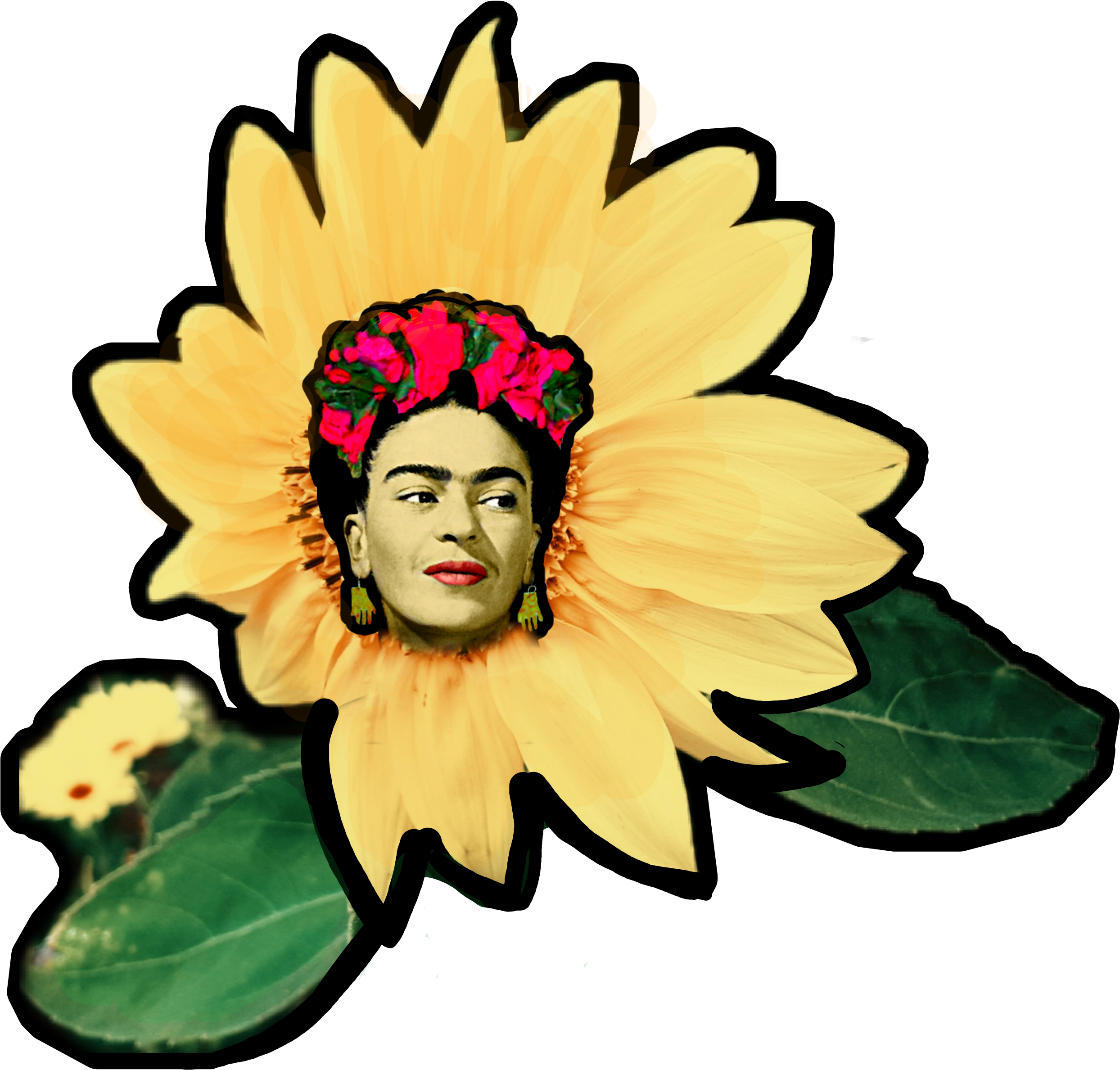 #frida #fridakahlo #sunflower #portrait #face #sunshine - Sunflower Clipart (2498x2390), Png Download