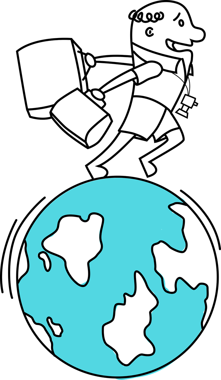 Earth Man Travel Clipart (744x1280), Png Download