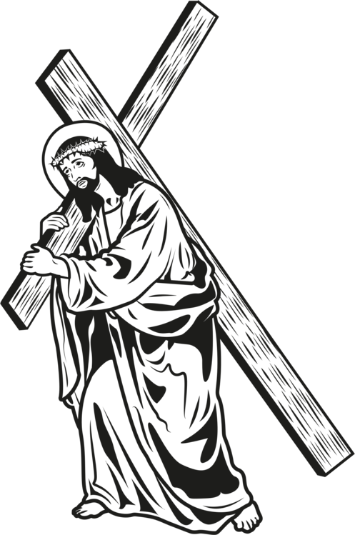 Line Art,art,coloring Book - Cruz Jesus Png Clipart (497x749), Png Download