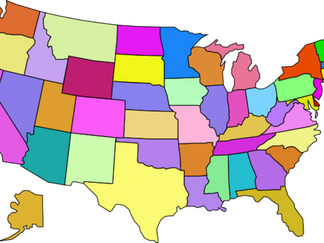 Blank Colored Us Map Clipart (640x480), Png Download