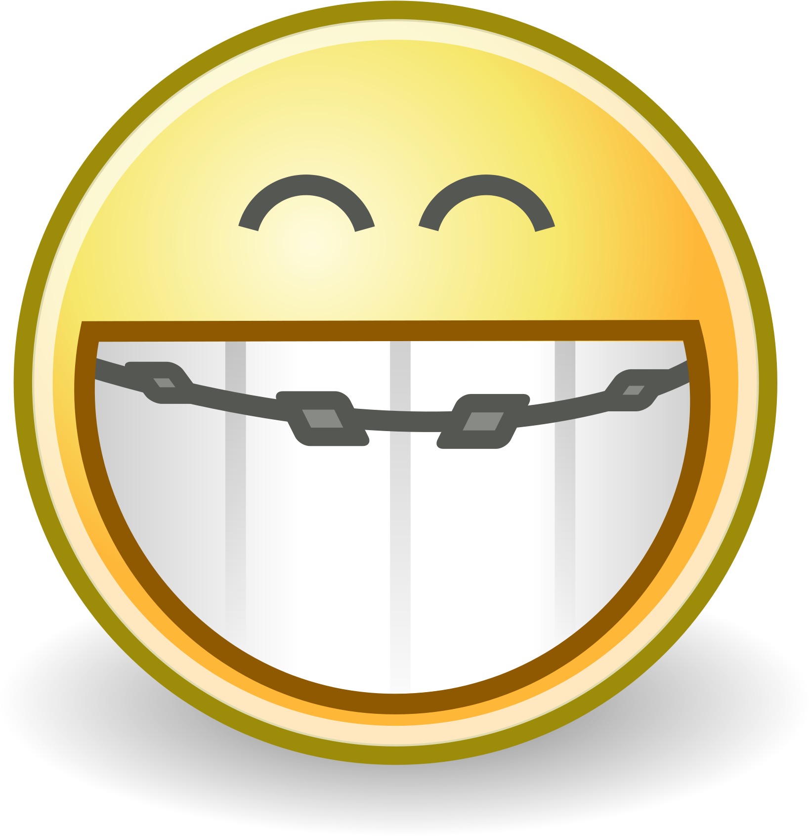 Face Grin Braces - Smiley Face With Braces Clipart (2000x2000), Png Download